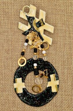Lunch at The Ritz Vintage Tic Tac Toe Brooch XO Dangle Rare Signed 1980s BinBK